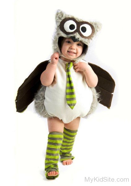 Baby Boy Wearing Owl Costume