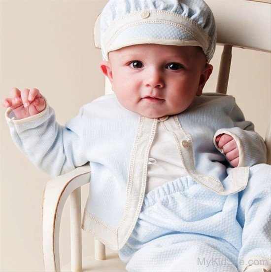 Cute Baby Boy In White Dress-MK456044