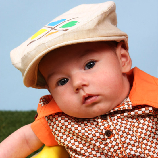 Cute Baby Boy Wearing Brown Cap