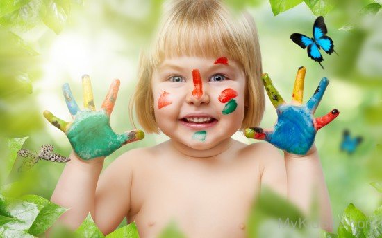 Cute Baby Playing With Color