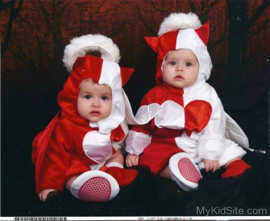 Twins Wearing Funny Costume