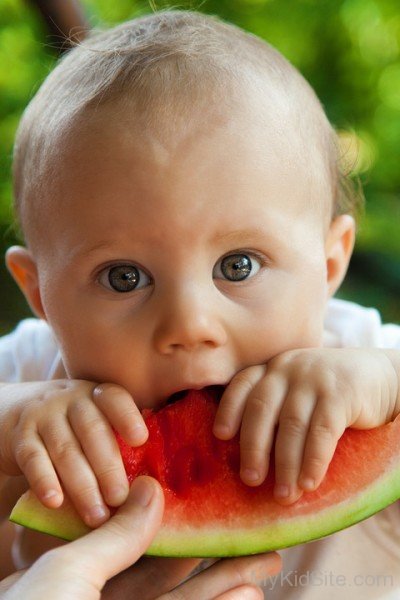 Baby Boy Holding Watermelon