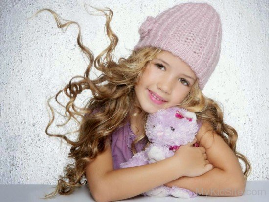 Baby Girl with Teddy Bear photo-cu55