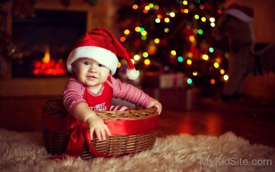 Baby Wearing Christmas Cap