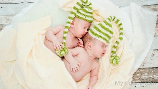 Cute Twins Baby Sleeping