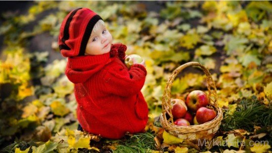 Girl Apple Basket Fall