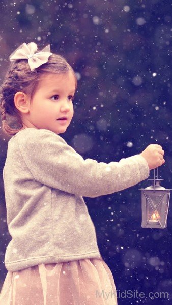 Girl Snow Lantern