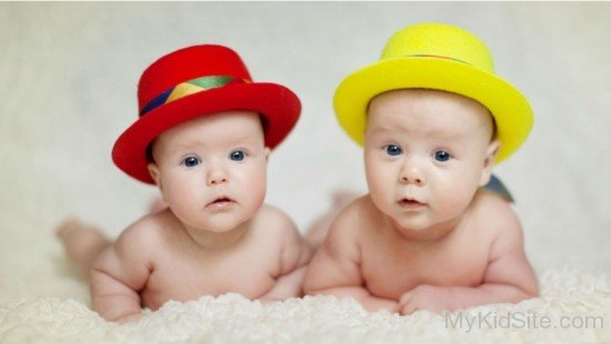 Red And Yellow Hat Babies-cu300